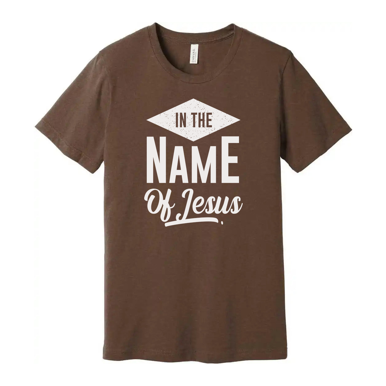 Unisex Christian T Shirt With In The Name Of Jesus Graphic Design Bible Verse Tee