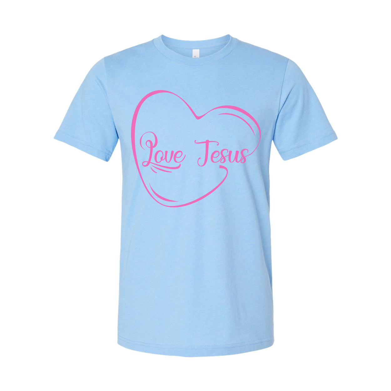 Love Jesus Heart Graphic T Shirt For Christians Unisex Tee With Pink Design And Soft Feel