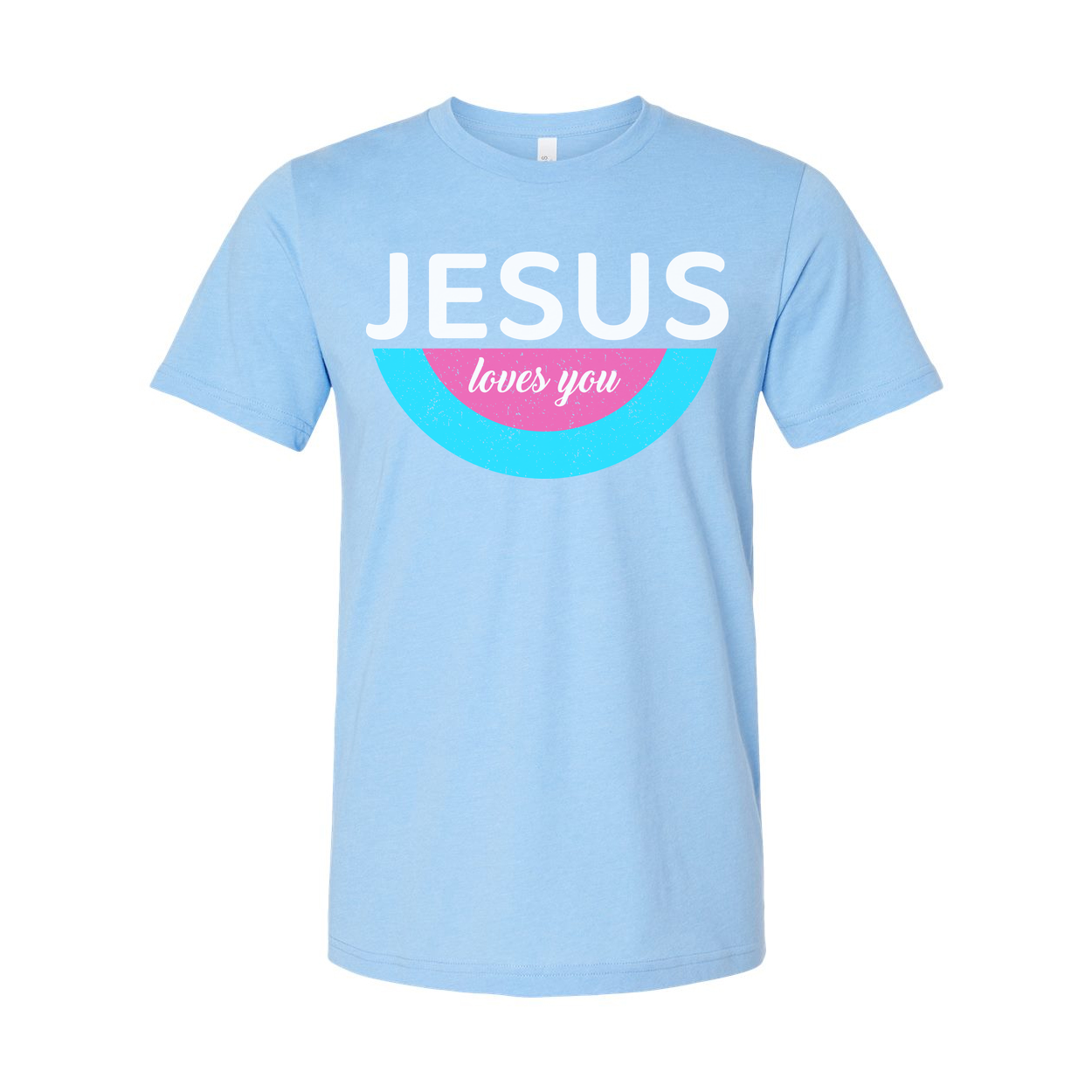 Jesus Loves You Unisex Christian Graphic Tee With Pastel Semicircle Design And Comfortable Fit