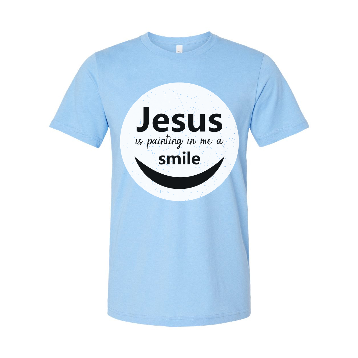 Unisex Christian T Shirt Featuring Jesus Is Painting In Me A Smile Graphic Circle Logo