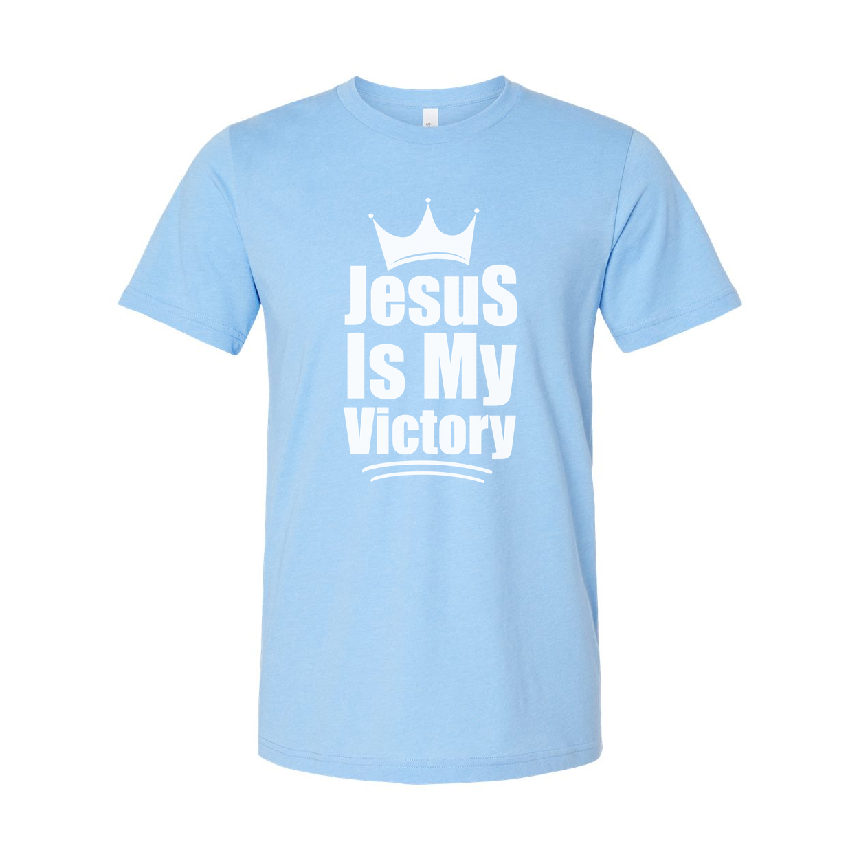 Unisex Christian T Shirt Featuring The Phrase Jesus Is My Victory With Crown Emblem