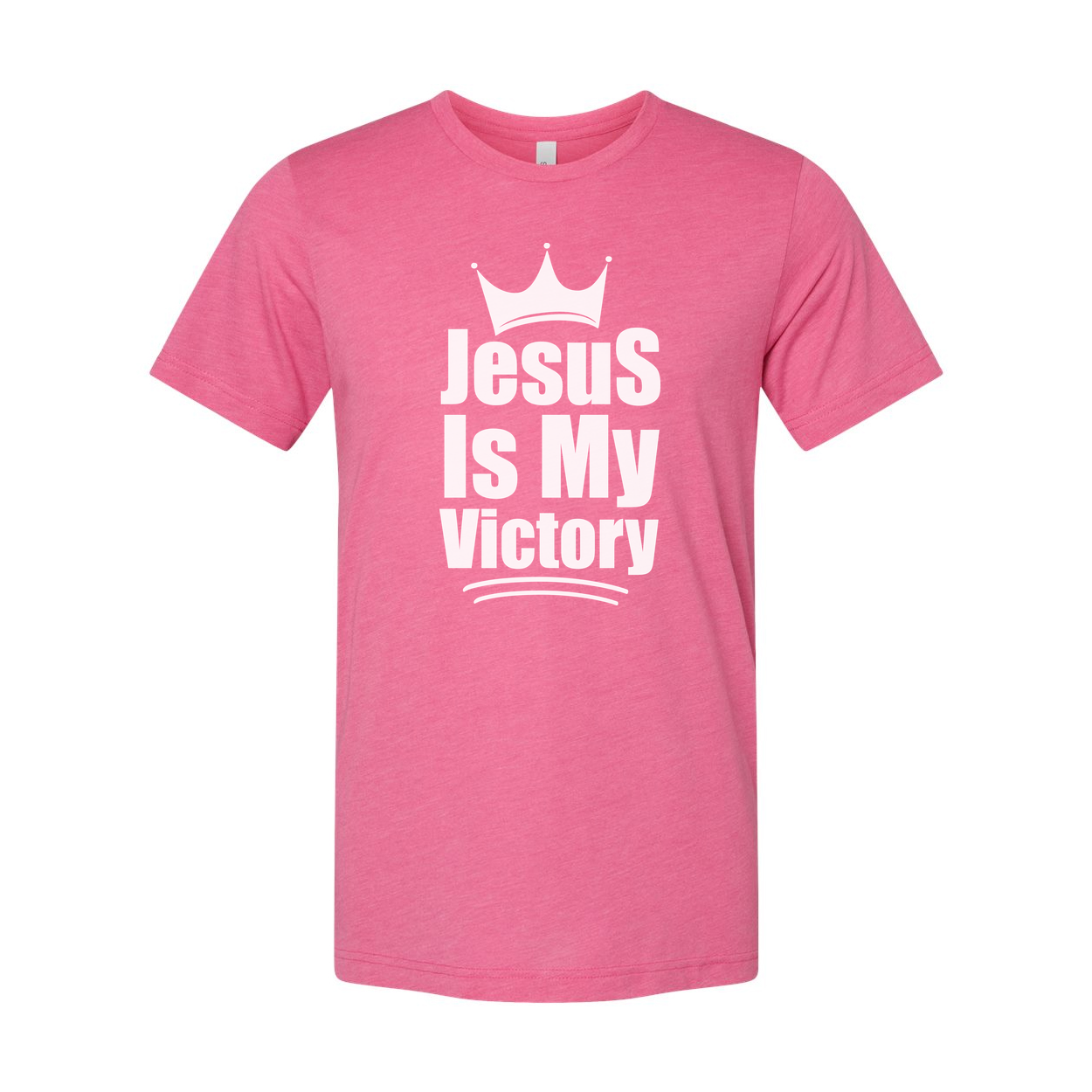 Unisex Christian T Shirt Featuring The Phrase Jesus Is My Victory With Crown Emblem