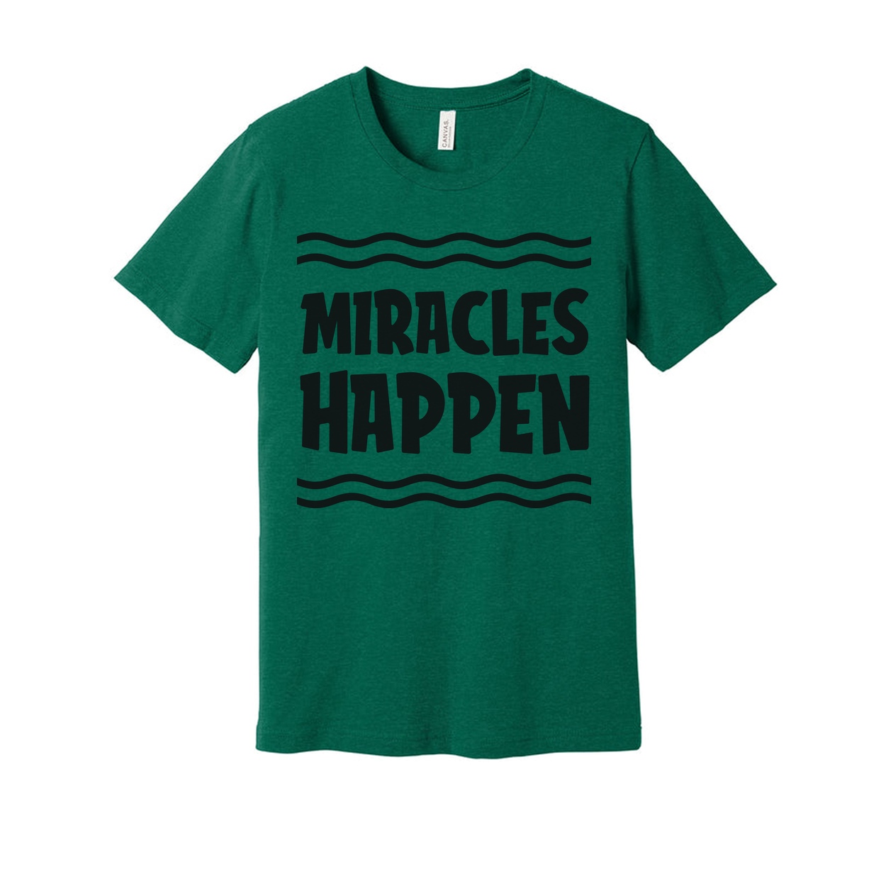 Unisex Christian T Shirt With Miracles Happen Graphic Design Inspirational Faith Tee