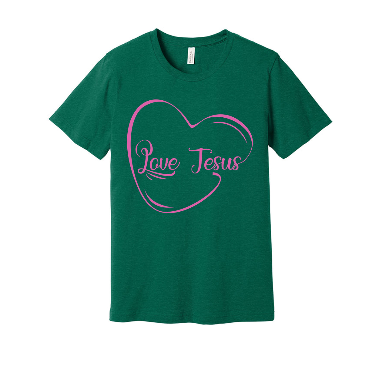 Love Jesus Heart Graphic T Shirt For Christians Unisex Tee With Pink Design And Soft Feel