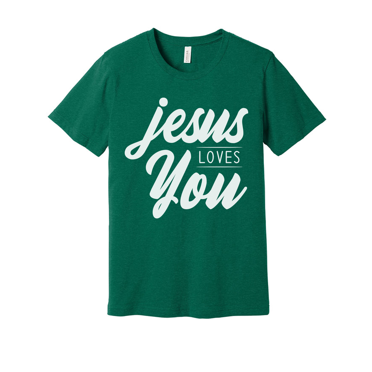 Jesus Loves You Unisex Christian T Shirt With Script Typography Graphic Print Design