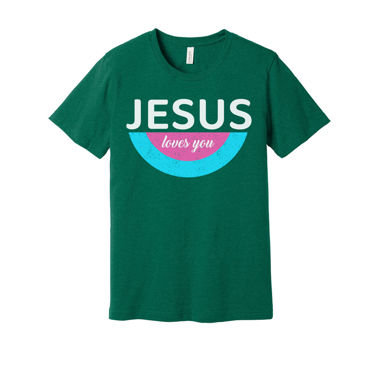 Jesus Loves You Unisex Christian Graphic Tee With Pastel Semicircle Design And Comfortable Fit