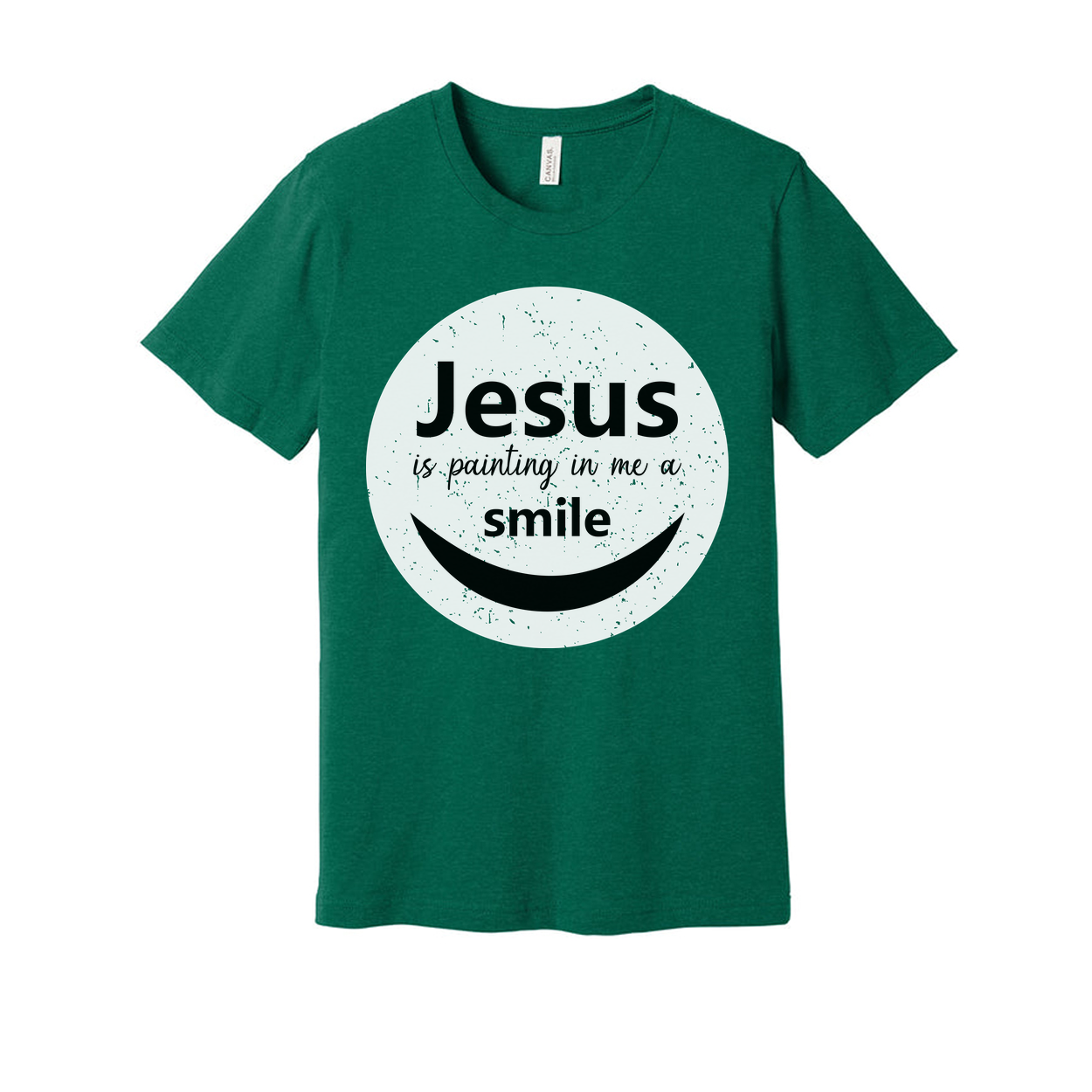 Unisex Christian T Shirt Featuring Jesus Is Painting In Me A Smile Graphic Circle Logo