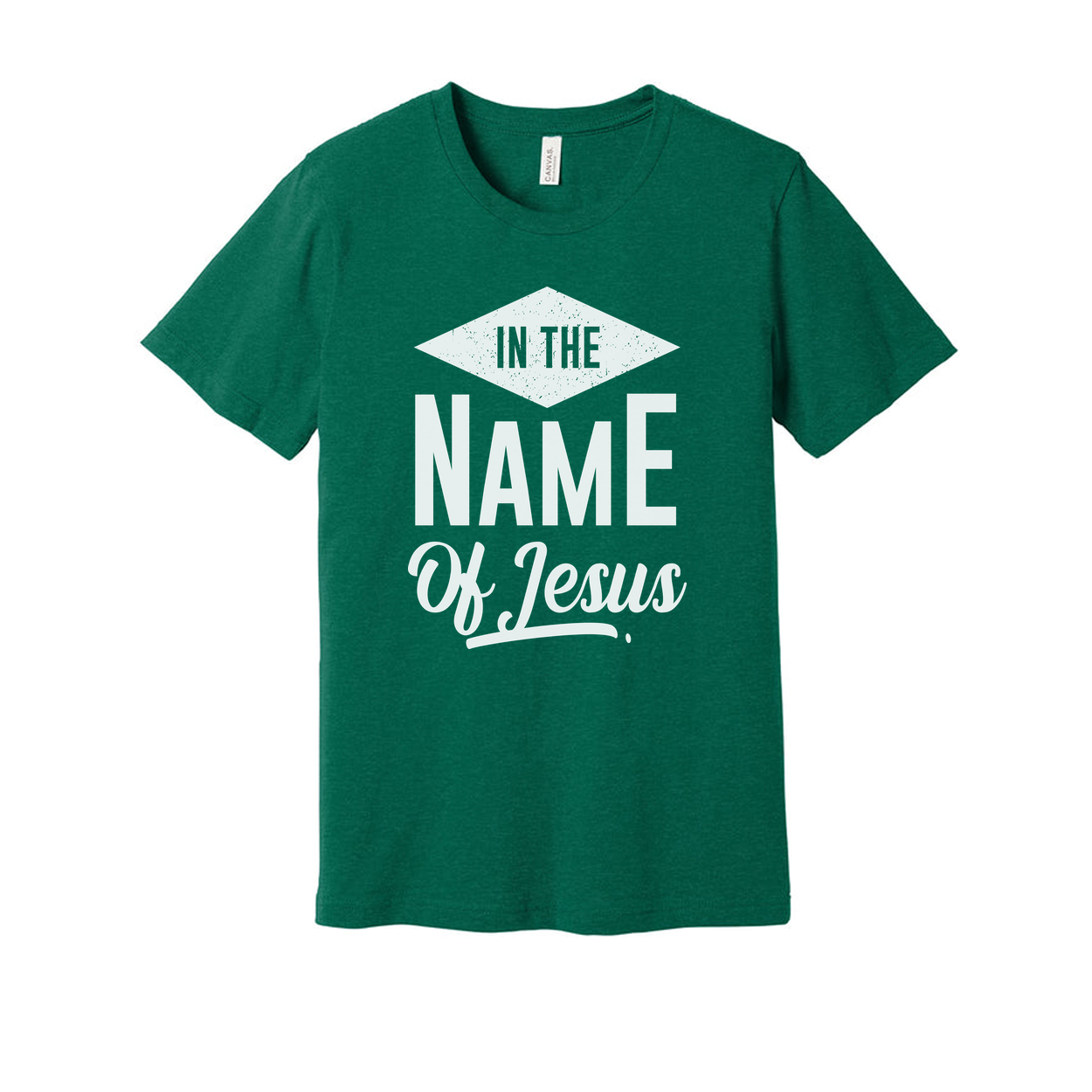 Unisex Christian T Shirt With In The Name Of Jesus Graphic Design Bible Verse Tee