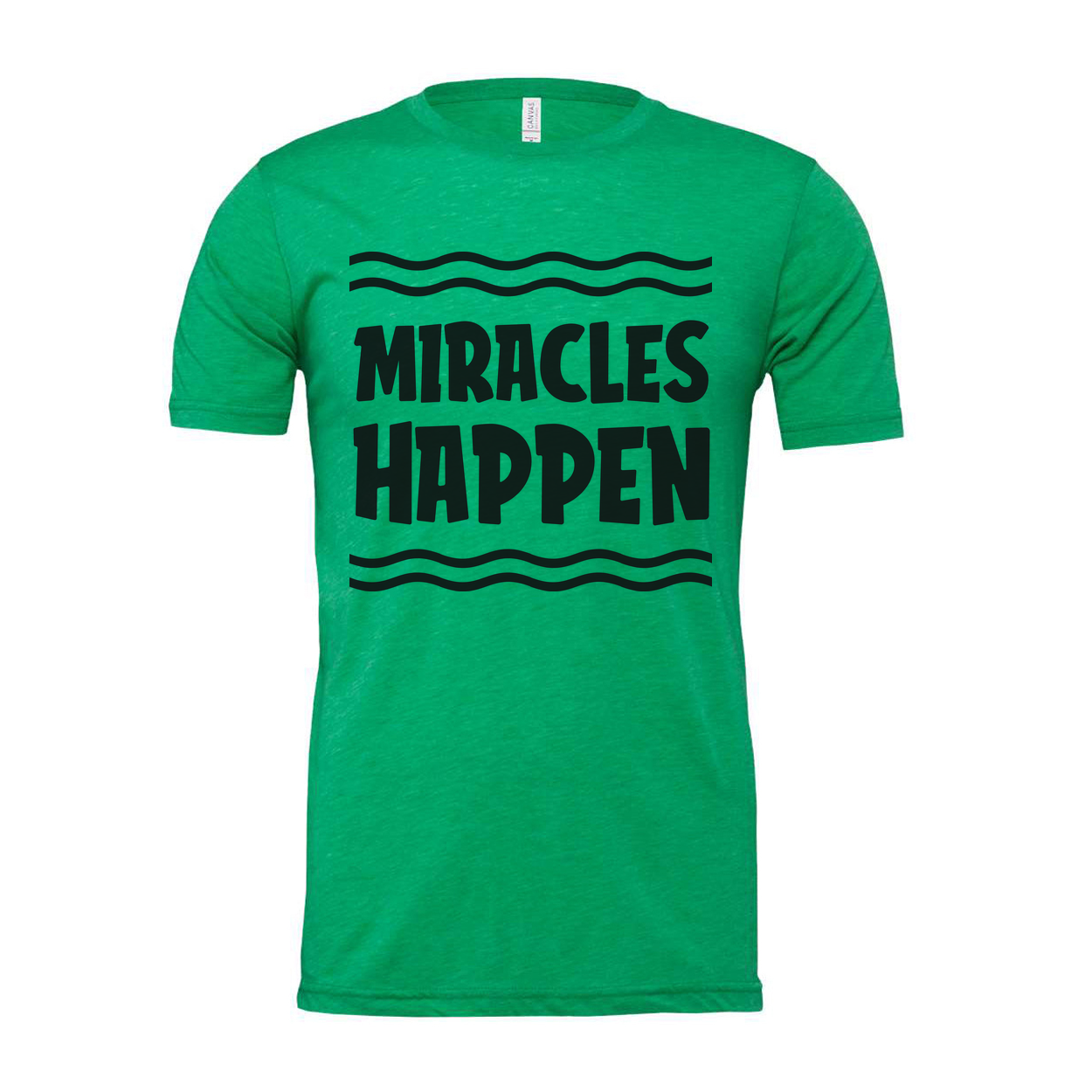 Unisex Christian T Shirt With Miracles Happen Graphic Design Inspirational Faith Tee