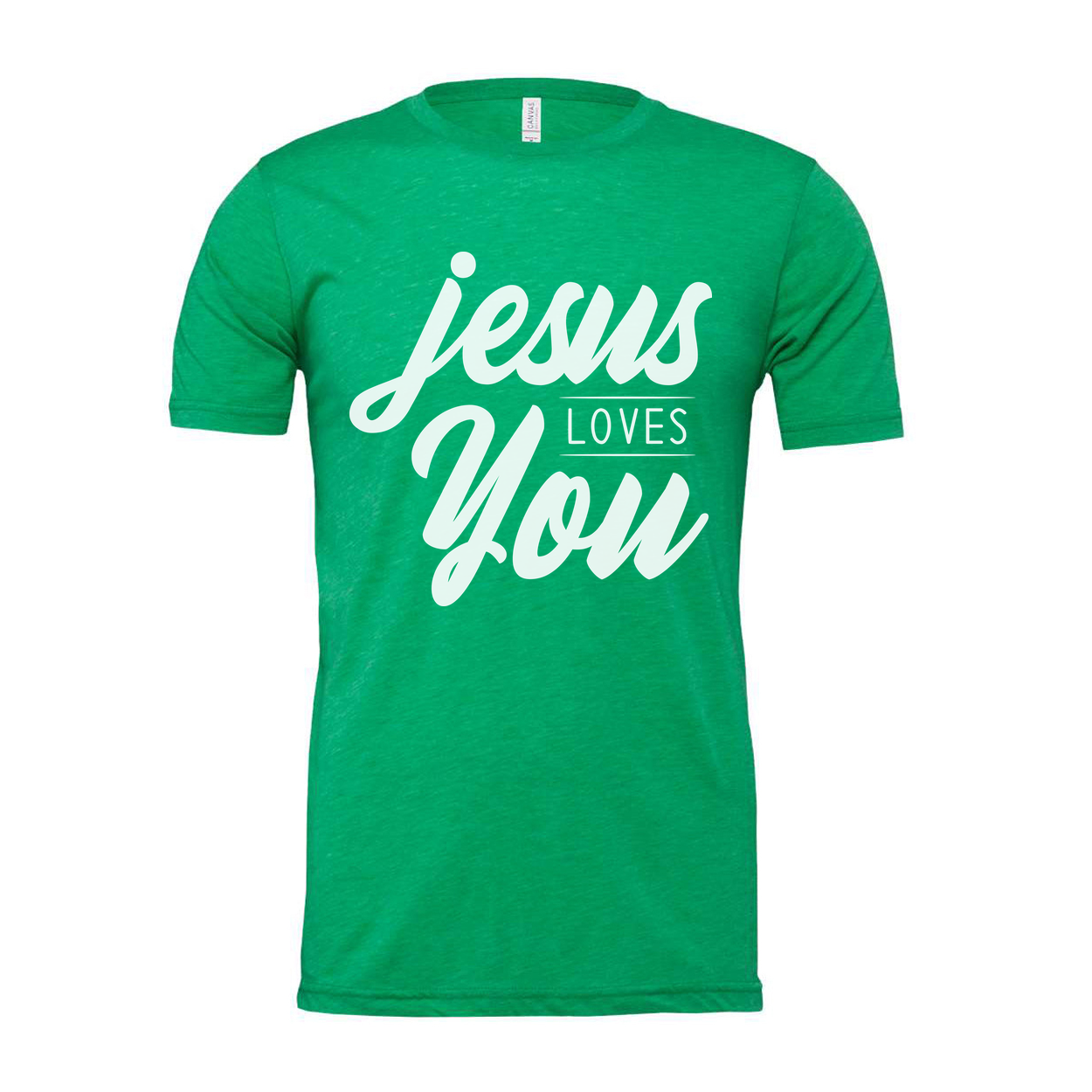 Jesus Loves You Unisex Christian T Shirt With Script Typography Graphic Print Design