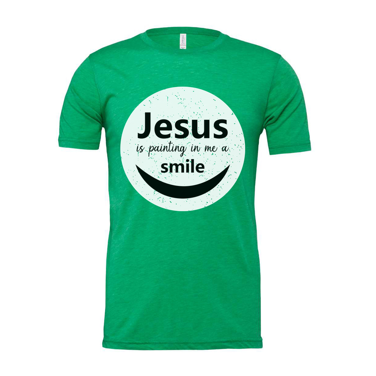 Unisex Christian T Shirt Featuring Jesus Is Painting In Me A Smile Graphic Circle Logo