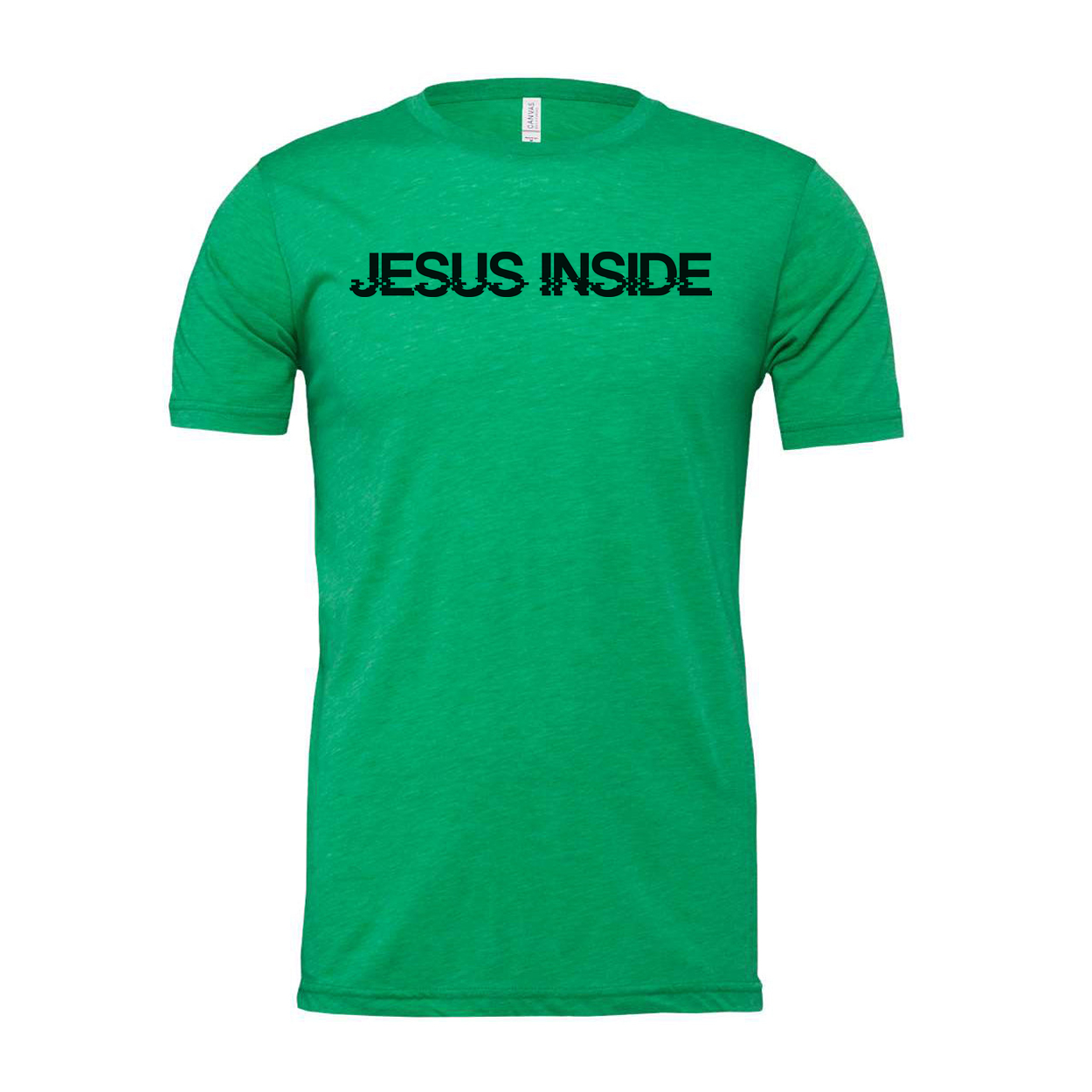 Jesus Inside Glitch Text Graphic Unisex T Shirt For Christian Faith Enthusiasts Apparel