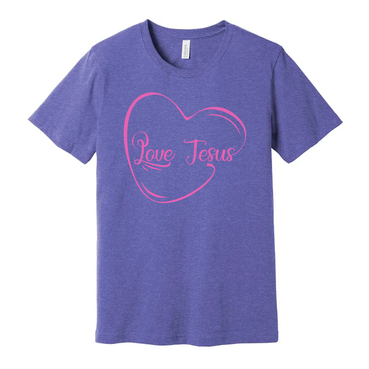 Love Jesus Heart Graphic T Shirt For Christians Unisex Tee With Pink Design And Soft Feel