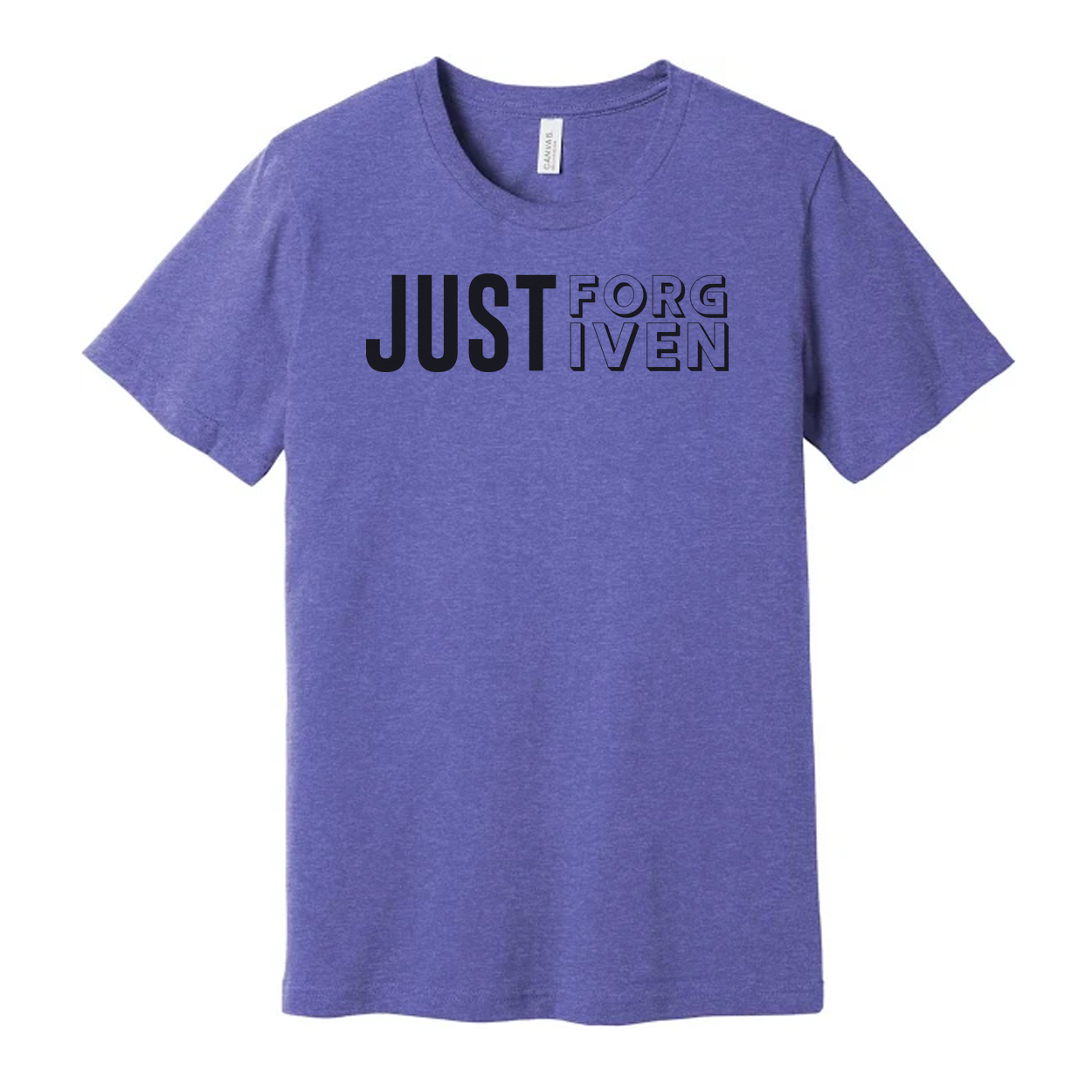 Just Forgiven Christian Graphic Unisex Short Sleeve Tee With Bold Lettering Design