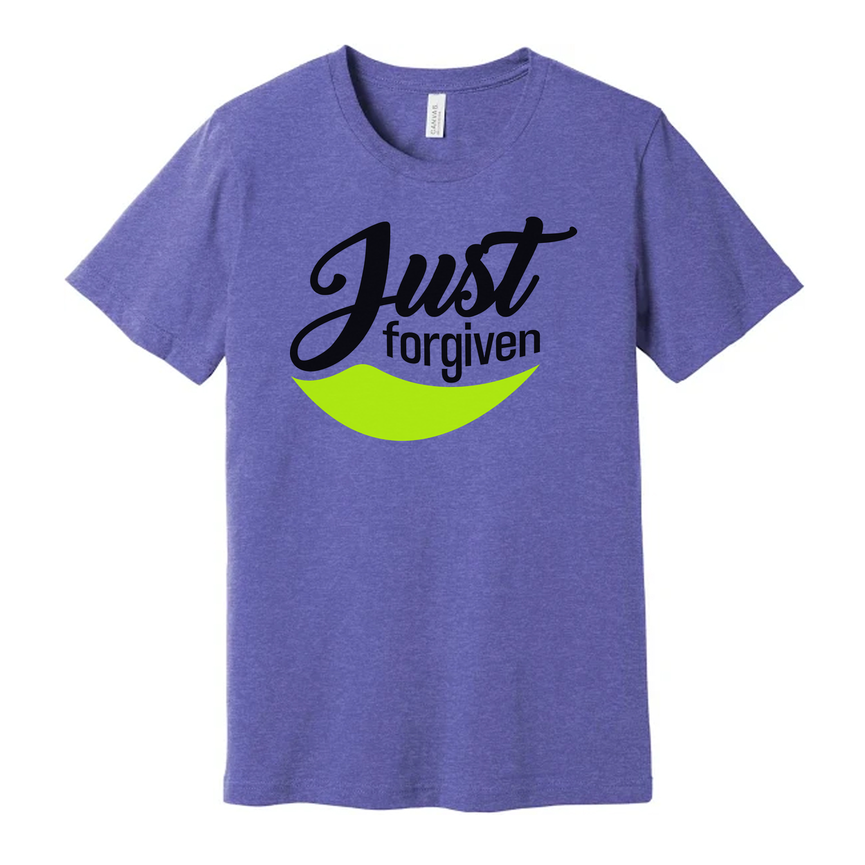 Just Forgiven Unisex Graphic Tee With Neon Smile Arc Design For Christians And Faith
