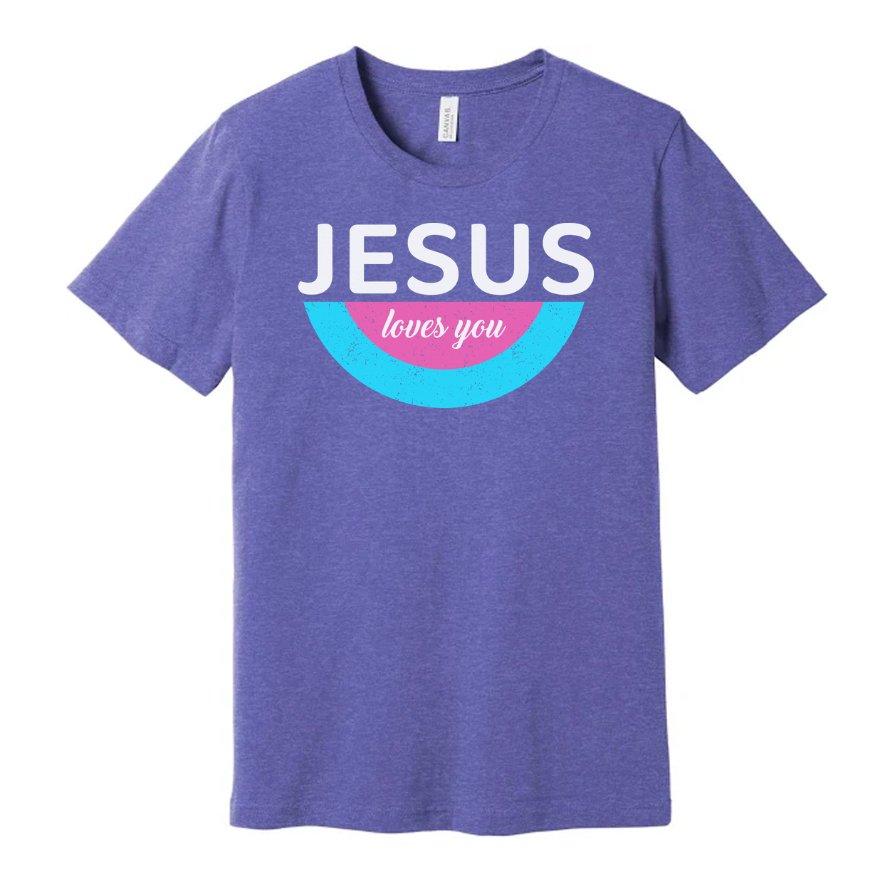 Jesus Loves You Unisex Christian Graphic Tee With Pastel Semicircle Design And Comfortable Fit