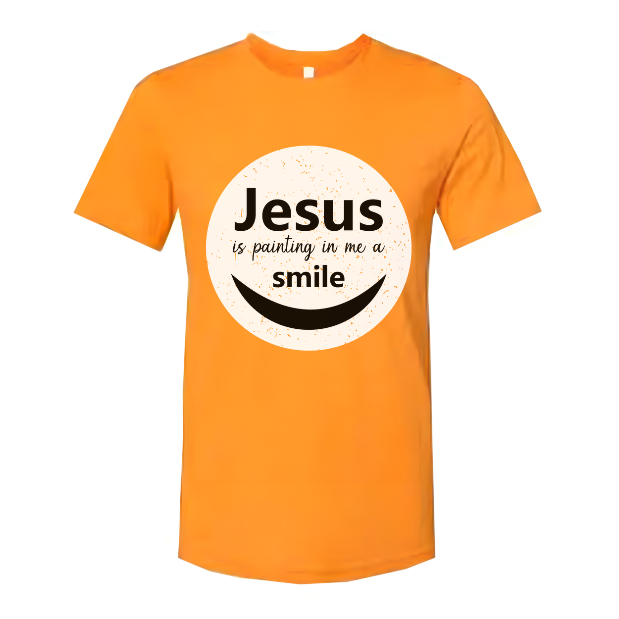 Unisex Christian T Shirt Featuring Jesus Is Painting In Me A Smile Graphic Circle Logo