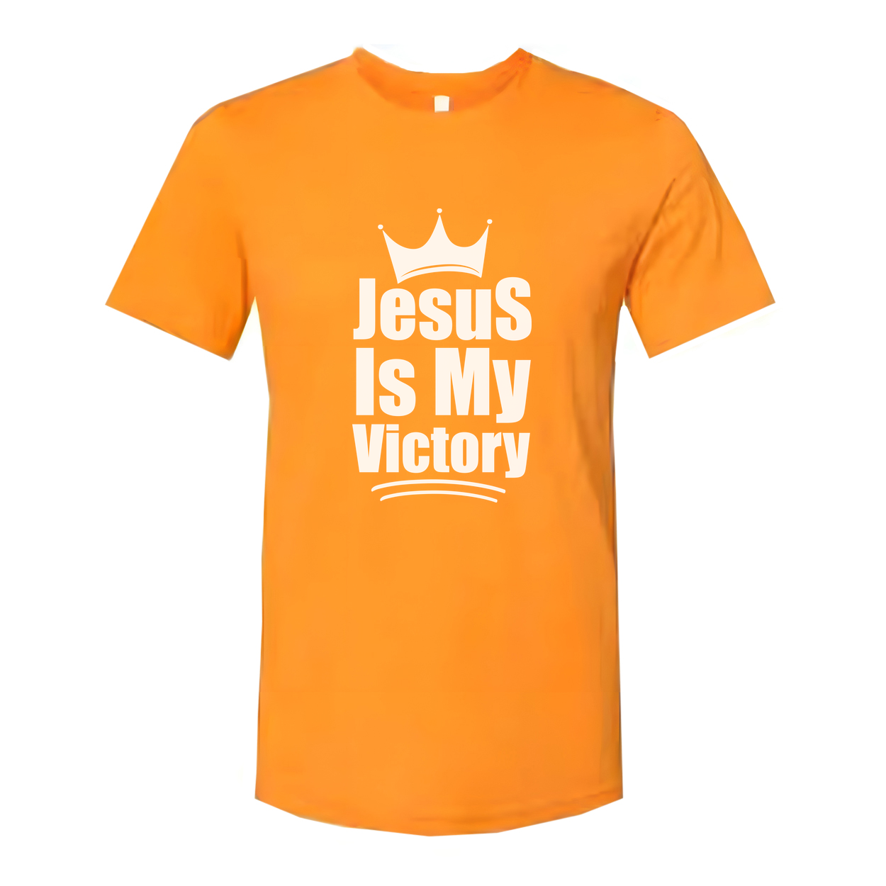 Unisex Christian T Shirt Featuring The Phrase Jesus Is My Victory With Crown Emblem