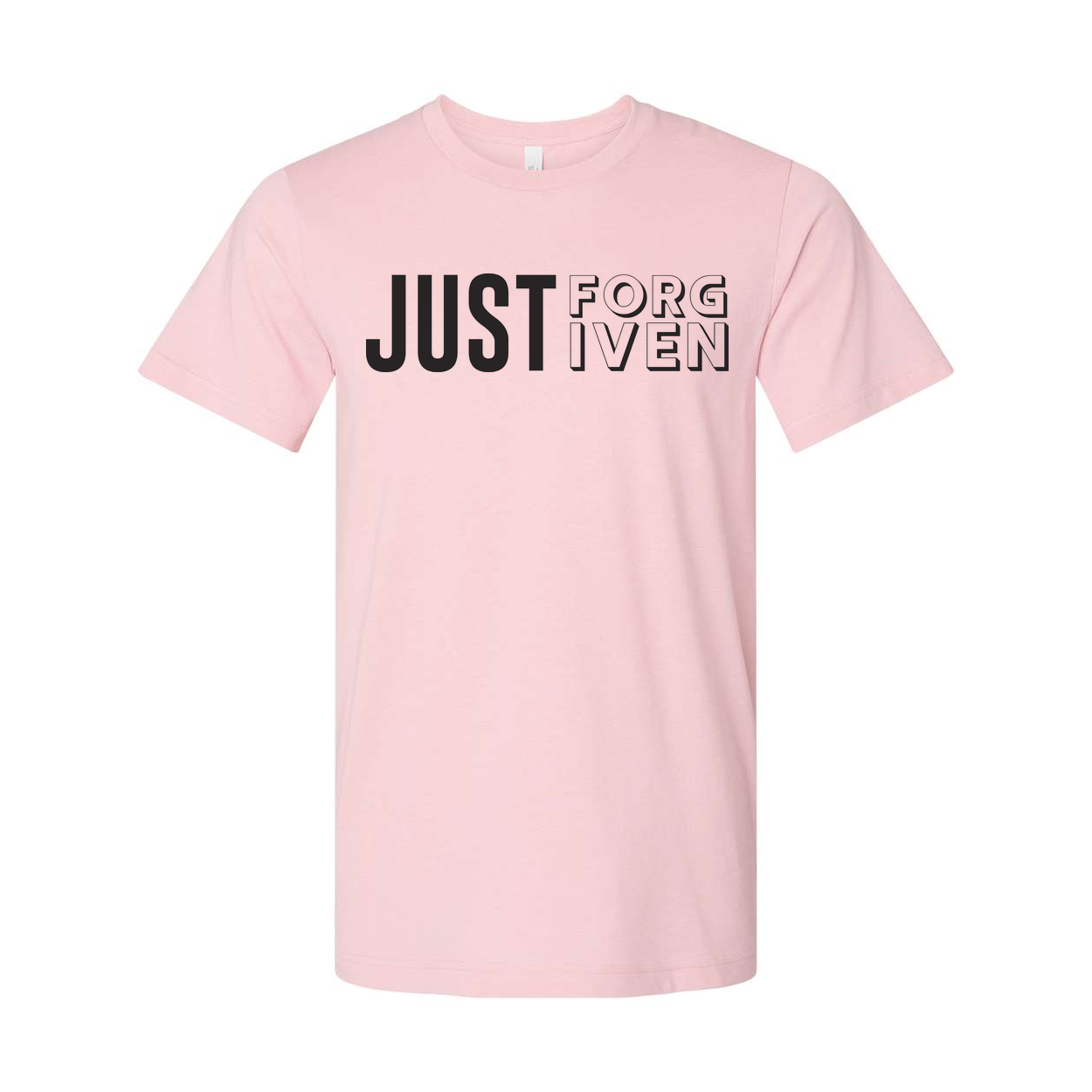 Just Forgiven Christian Graphic Unisex Short Sleeve Tee With Bold Lettering Design