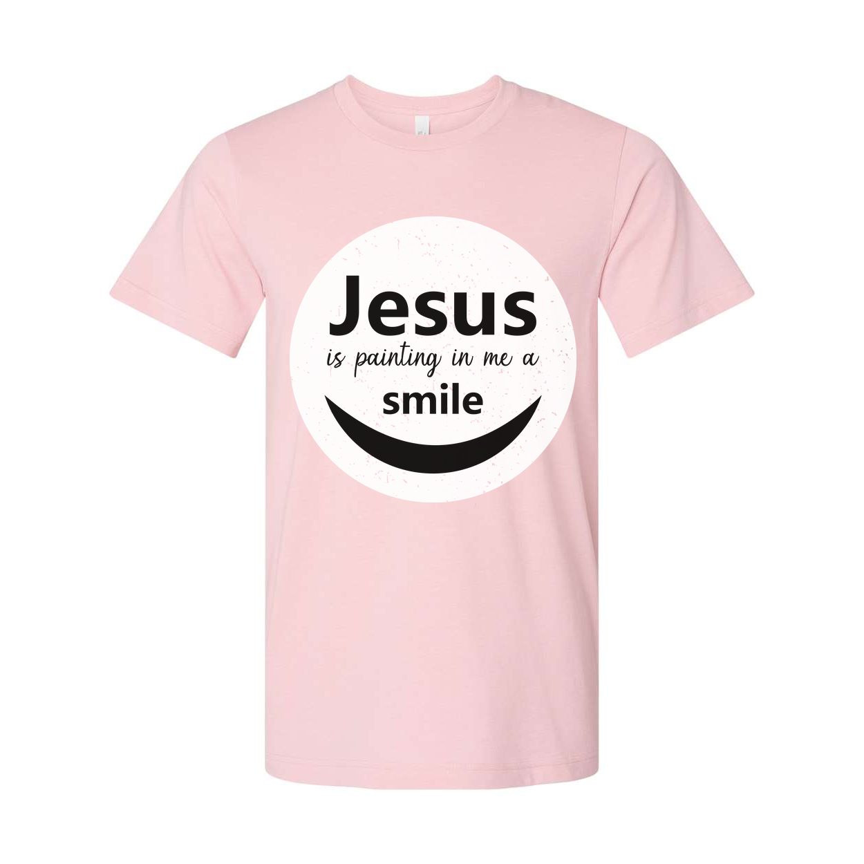 Unisex Christian T Shirt Featuring Jesus Is Painting In Me A Smile Graphic Circle Logo