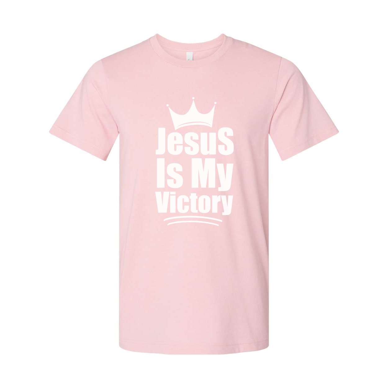 Unisex Christian T Shirt Featuring The Phrase Jesus Is My Victory With Crown Emblem