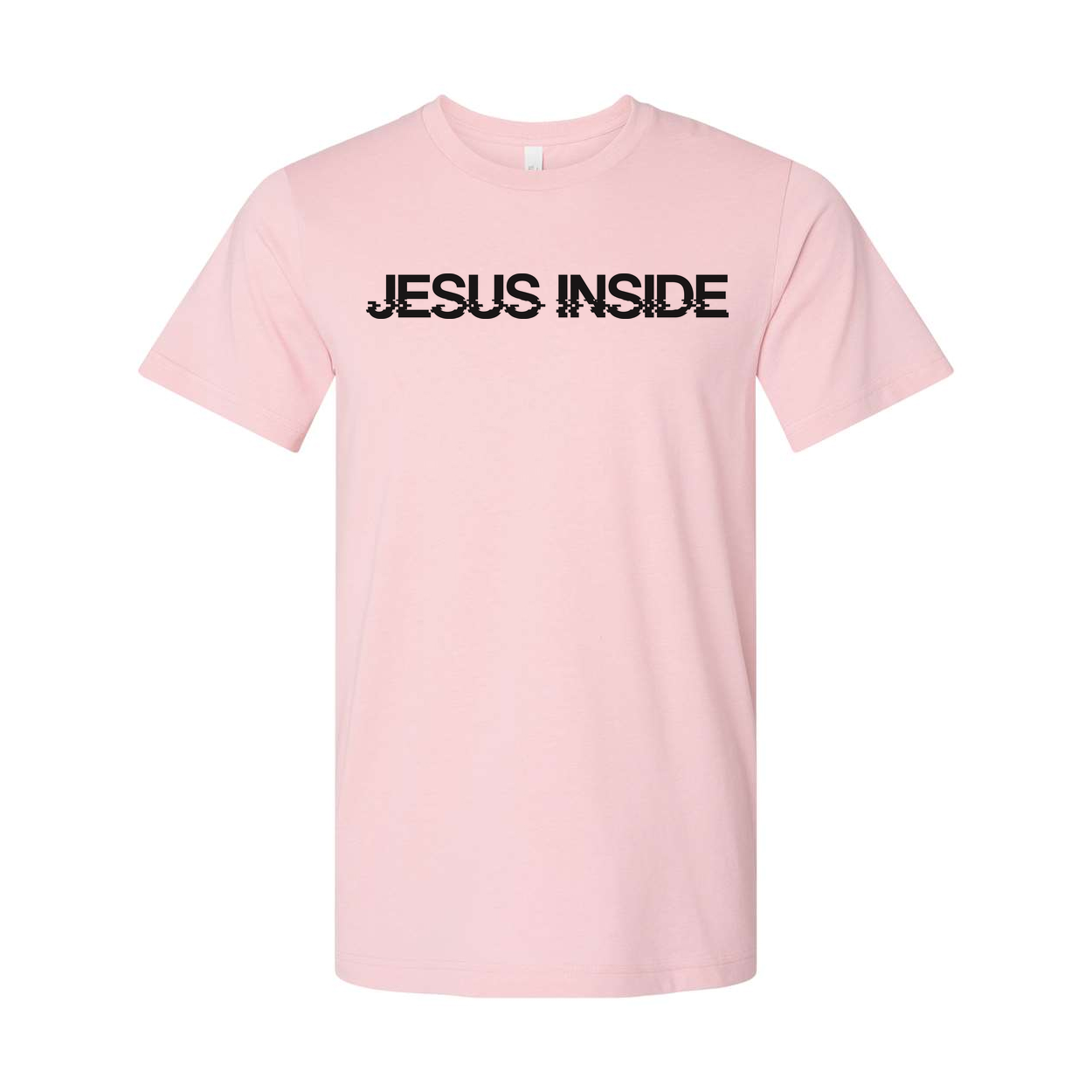 Jesus Inside Glitch Text Graphic Unisex T Shirt For Christian Faith Enthusiasts Apparel