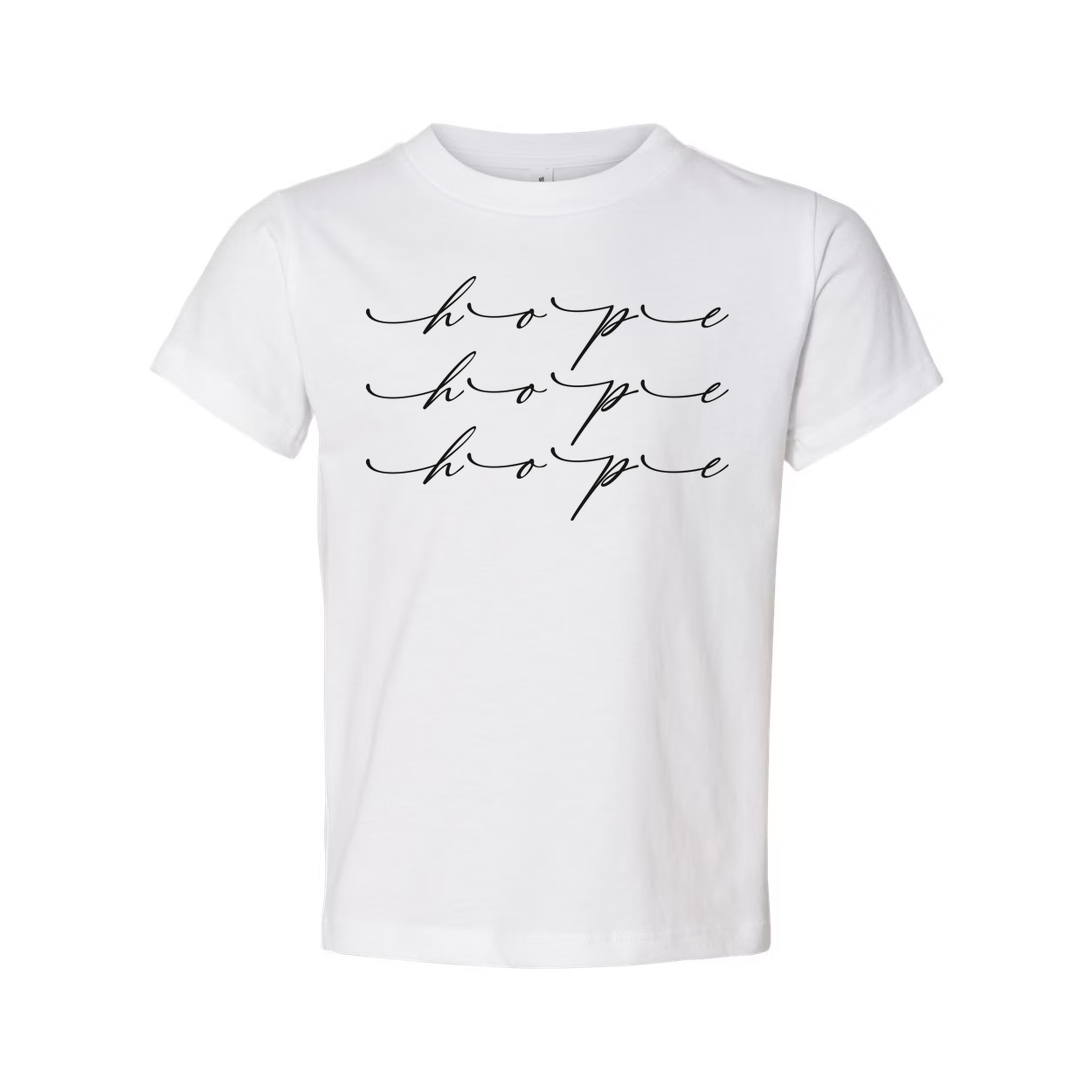 Christian Unisex T Shirt With Repeating Hope Script Typography Across The Chest Design