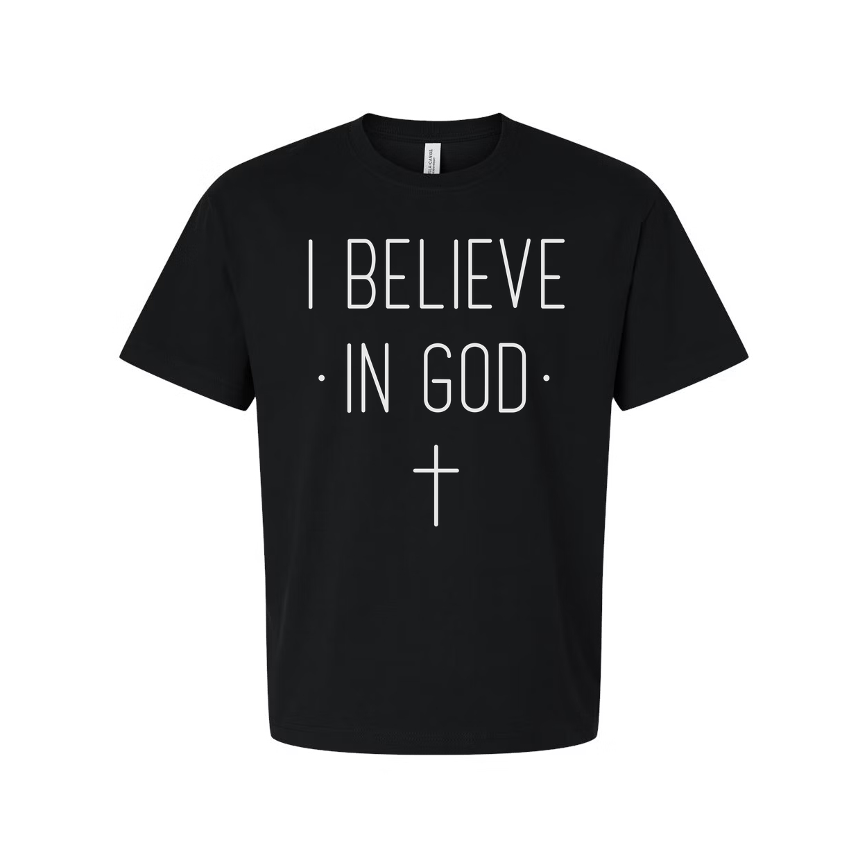 I Believe In God Unisex Christian Graphic Tee Featuring Minimal Cross Design For Faith