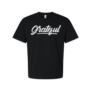 Grateful Script Typography Unisex Short Sleeve Graphic Tee For Christians Everyday Wear