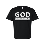 God Never Fails Christian Unisex T Shirt With Bold Faith Affirmation And Ruler Design