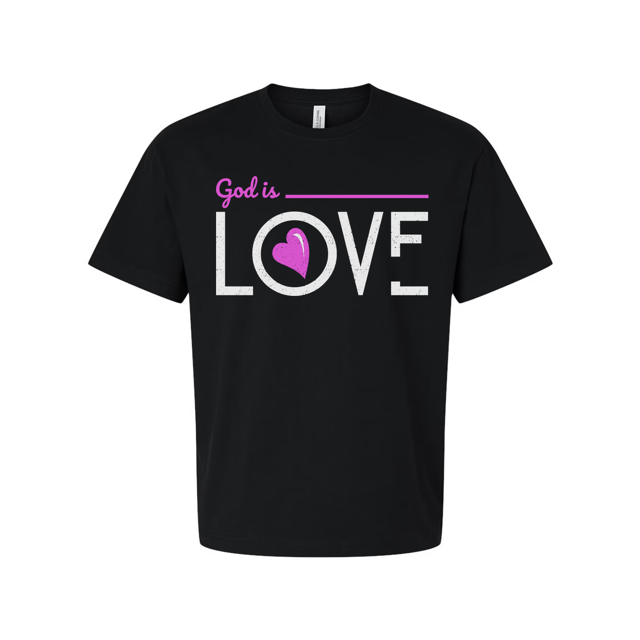 God Is Love Graphic Tee For Christians Unisex Short Sleeve Shirt With Pink Heart