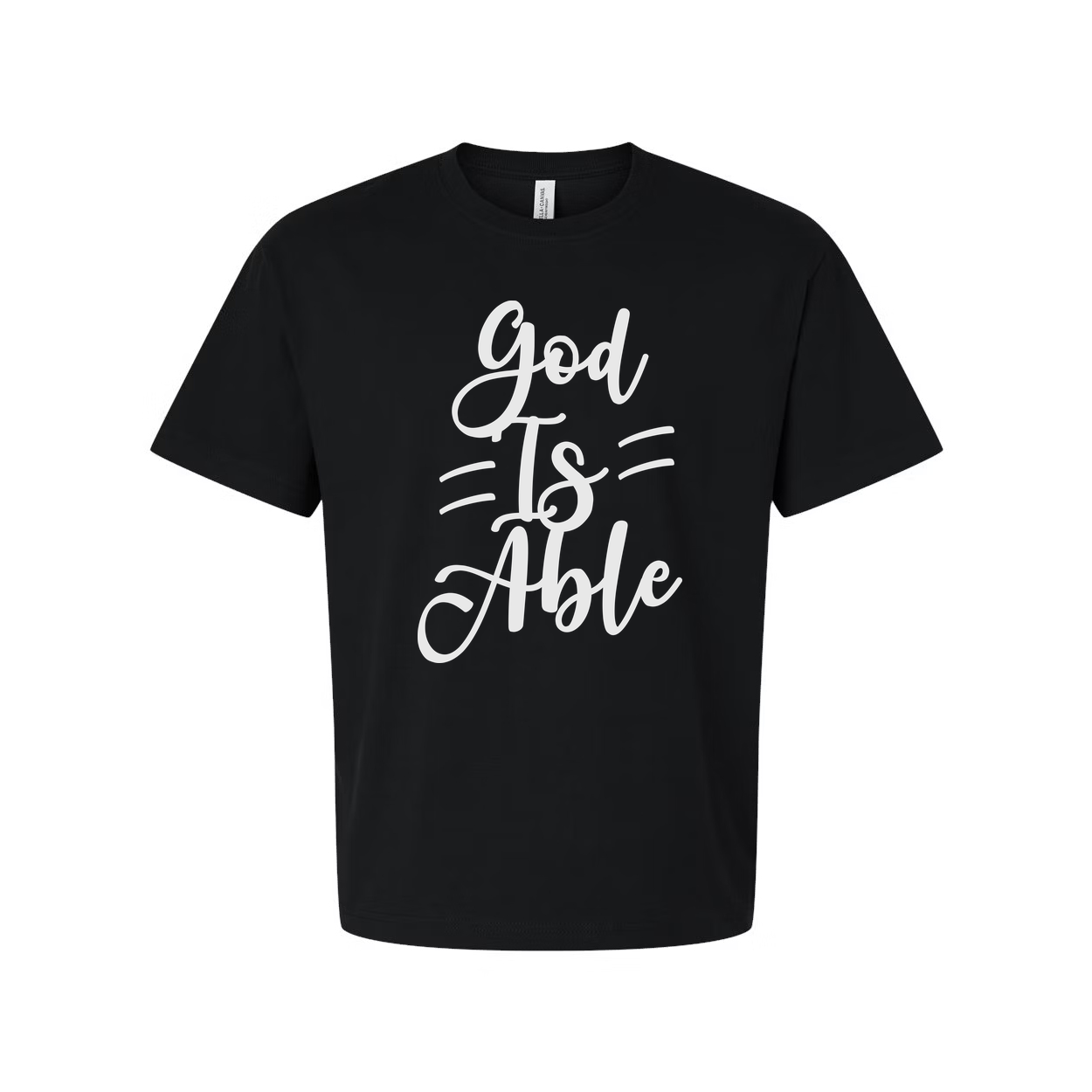 Unisex Christian T Shirt With God Is Able Script Typography For Faith Based Apparel