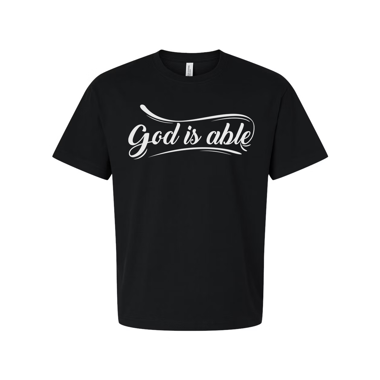 Christian Unisex Short Sleeve Graphic T Shirt With God Is Able Script Logo Inspirational Apparel