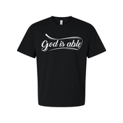 Christian Unisex Short Sleeve Graphic T Shirt With God Is Able Script Logo Inspirational Apparel