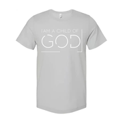 Unisex Christian T Shirt With I Am A Child Of God Typography And Minimalist Bracket Design