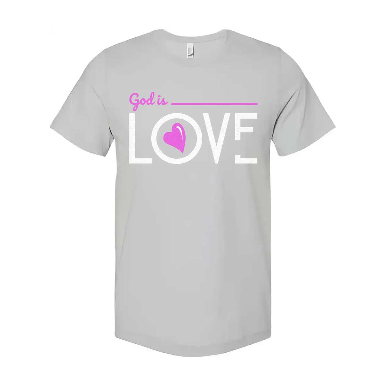 God Is Love Graphic Tee For Christians Unisex Short Sleeve Shirt With Pink Heart