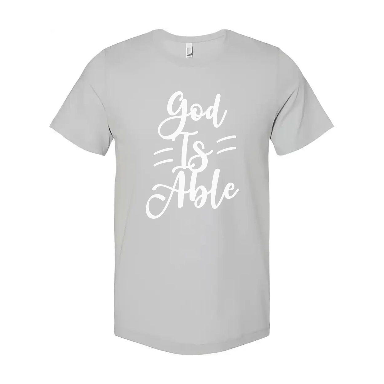 Unisex Christian T Shirt With God Is Able Script Typography For Faith Based Apparel