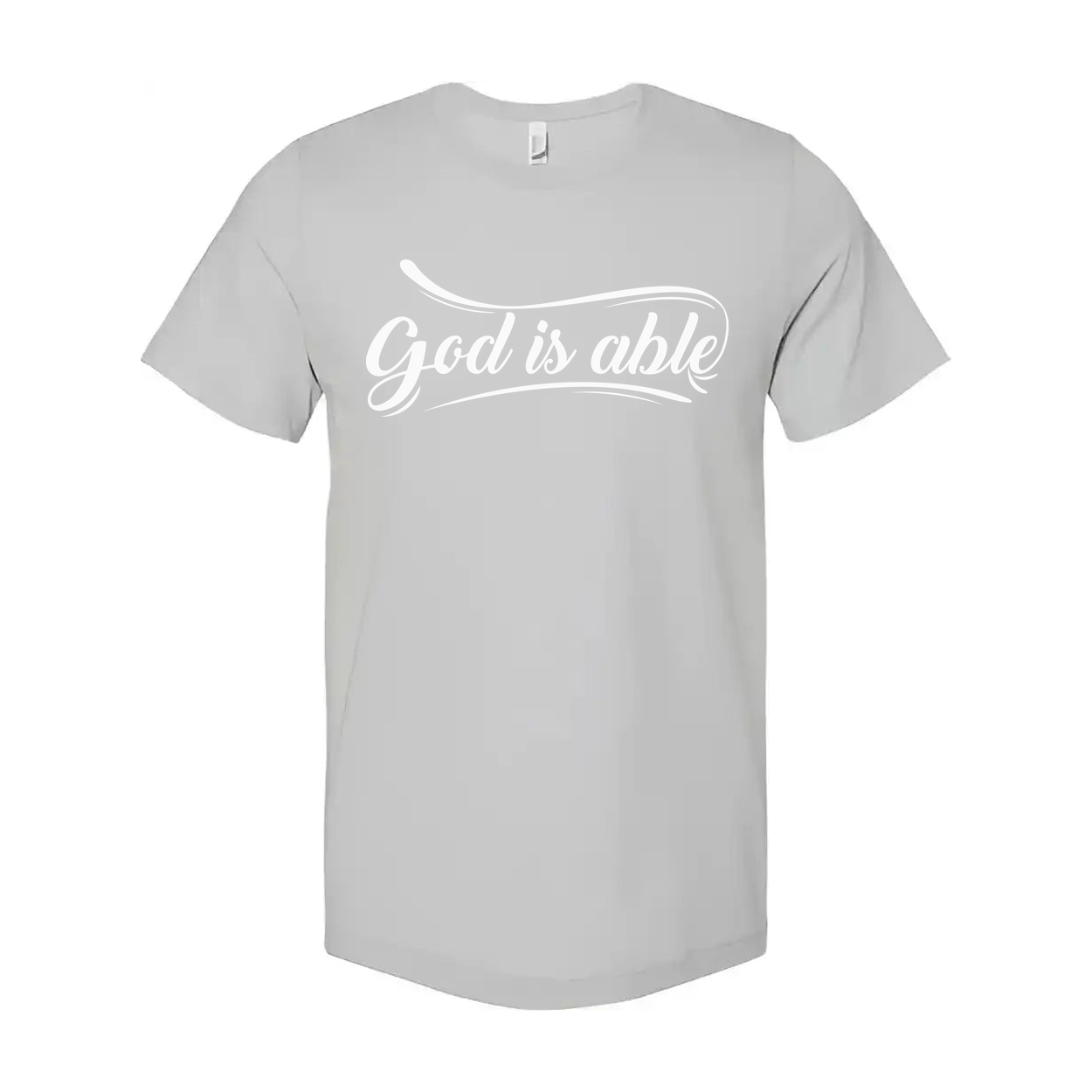 Christian Unisex Short Sleeve Graphic T Shirt With God Is Able Script Logo Inspirational Apparel