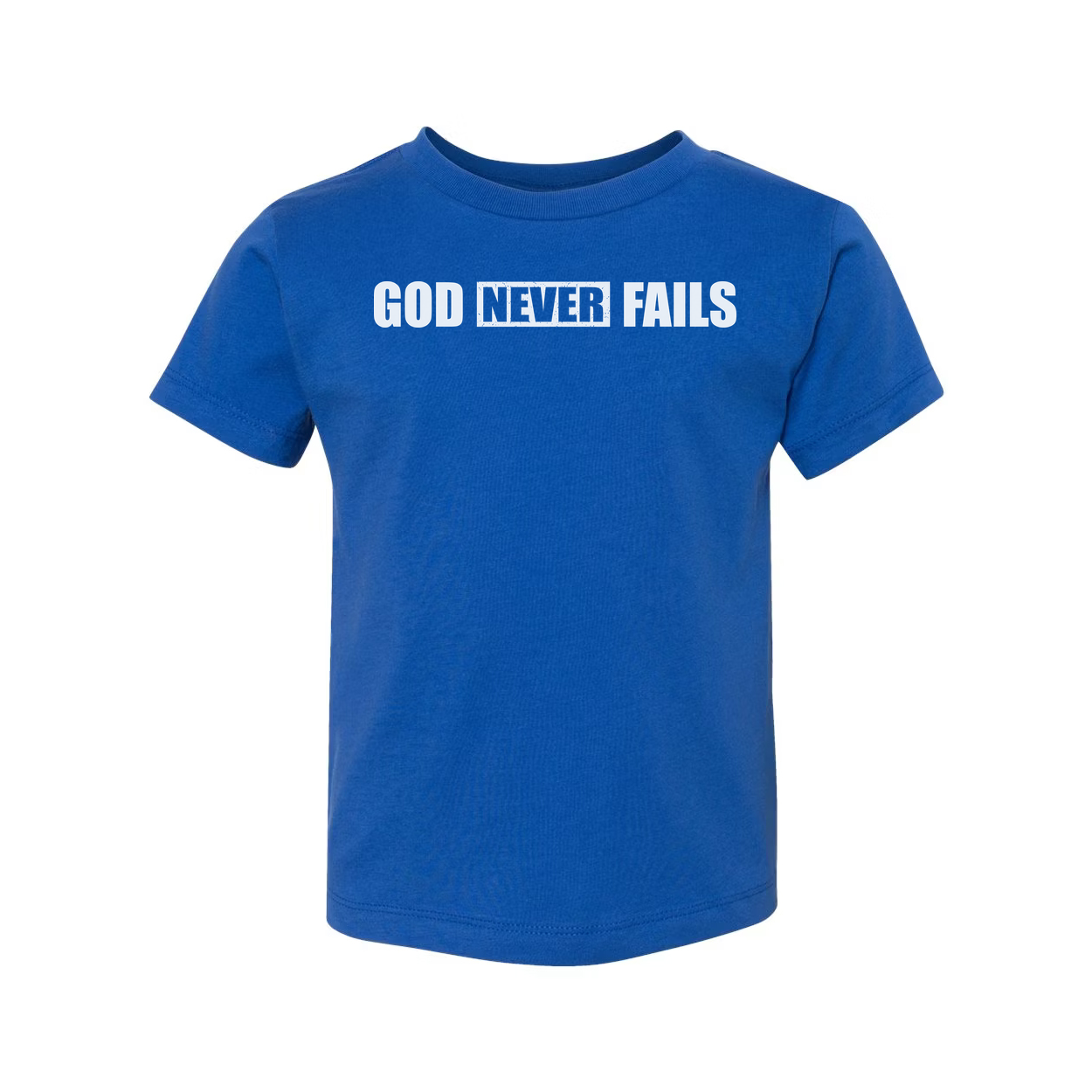 God Never Fails Christian Unisex T Shirt With Front Print In Bold Lettering For Everyday Wear