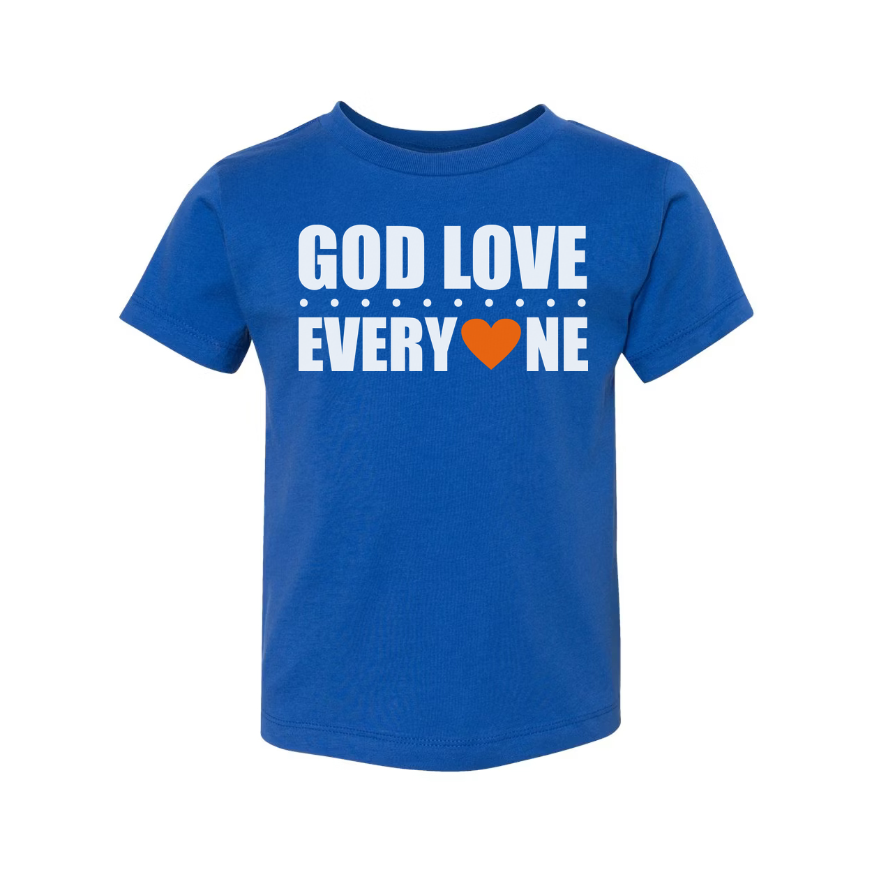 Unisex Christian Graphic Tee Featuring God Love Everyone Message And Orange Heart Accent