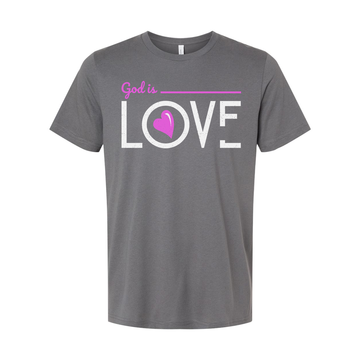 God Is Love Graphic Tee For Christians Unisex Short Sleeve Shirt With Pink Heart