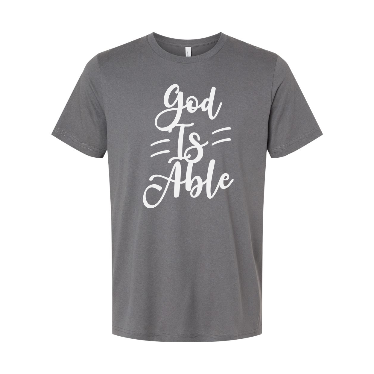 Unisex Christian T Shirt With God Is Able Script Typography For Faith Based Apparel