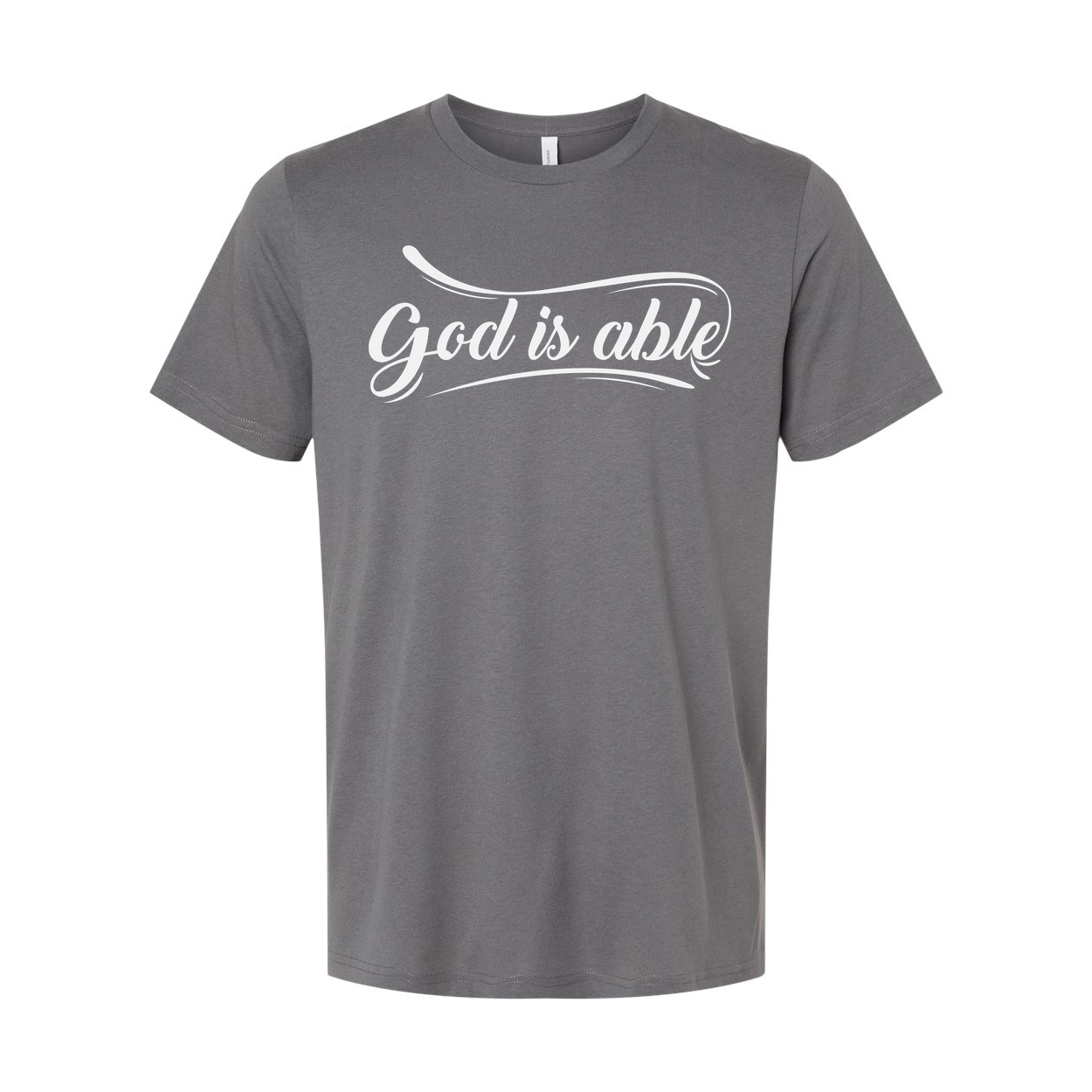 Christian Unisex Short Sleeve Graphic T Shirt With God Is Able Script Logo Inspirational Apparel