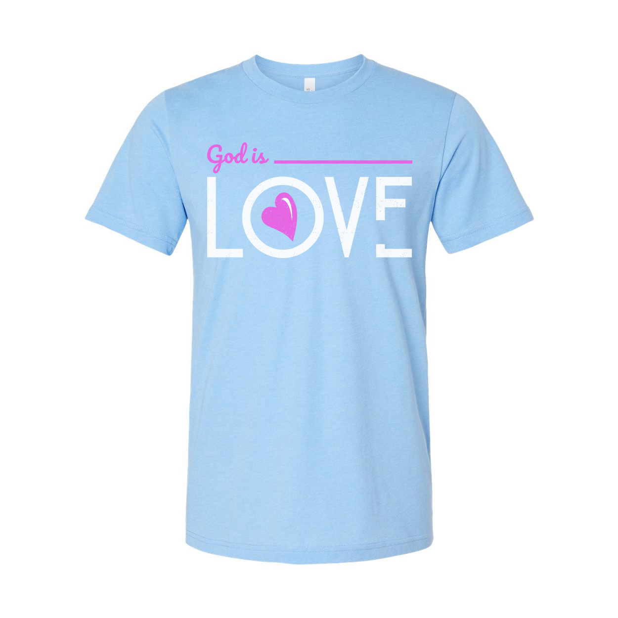 God Is Love Graphic Tee For Christians Unisex Short Sleeve Shirt With Pink Heart