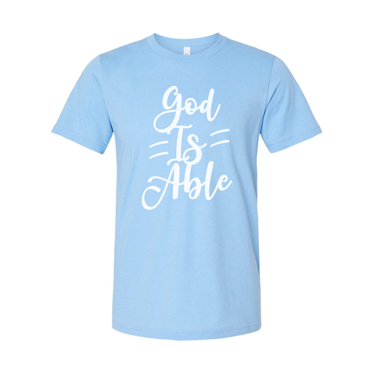 Unisex Christian T Shirt With God Is Able Script Typography For Faith Based Apparel