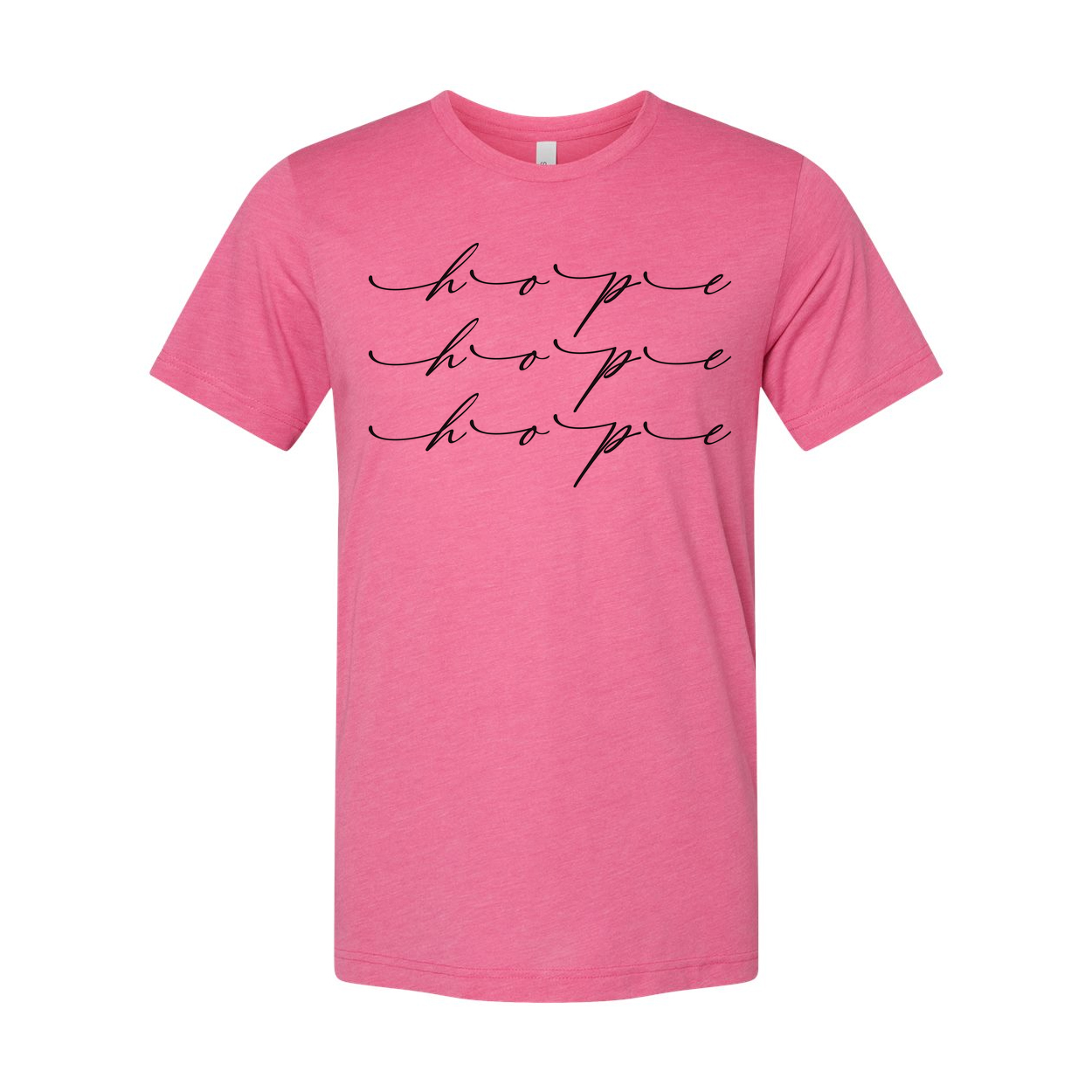 Christian Unisex T Shirt With Repeating Hope Script Typography Across The Chest Design