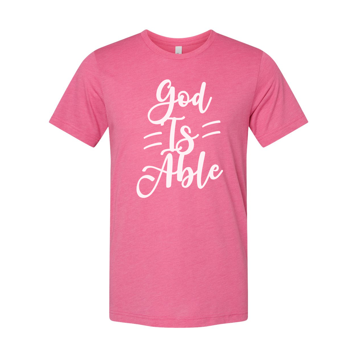 Unisex Christian T Shirt With God Is Able Script Typography For Faith Based Apparel