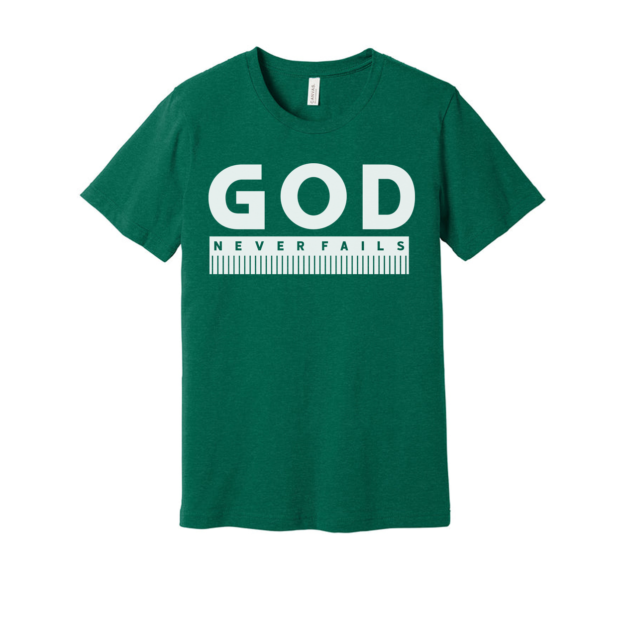 God Never Fails Christian Unisex T Shirt With Bold Faith Affirmation And Ruler Design