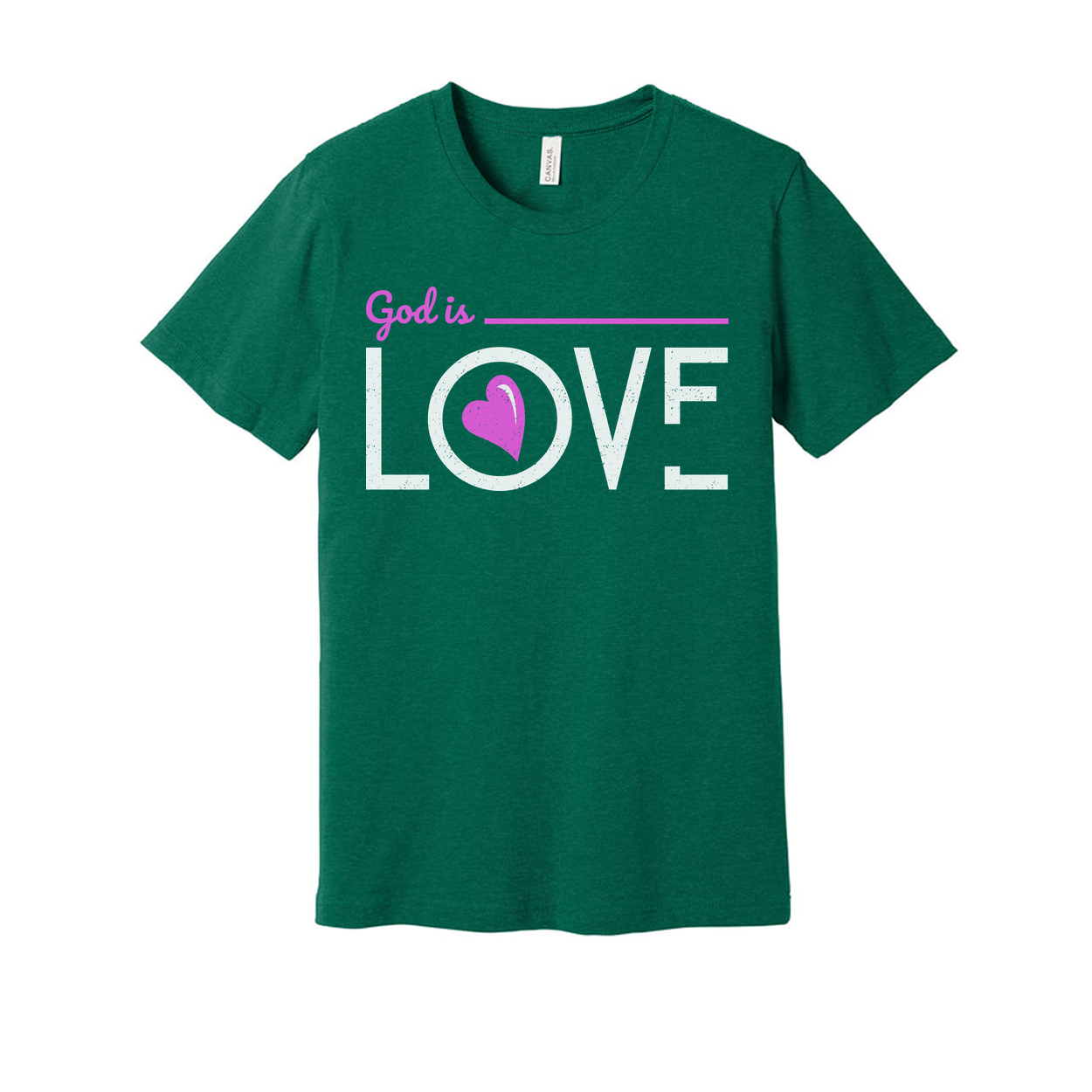 God Is Love Graphic Tee For Christians Unisex Short Sleeve Shirt With Pink Heart