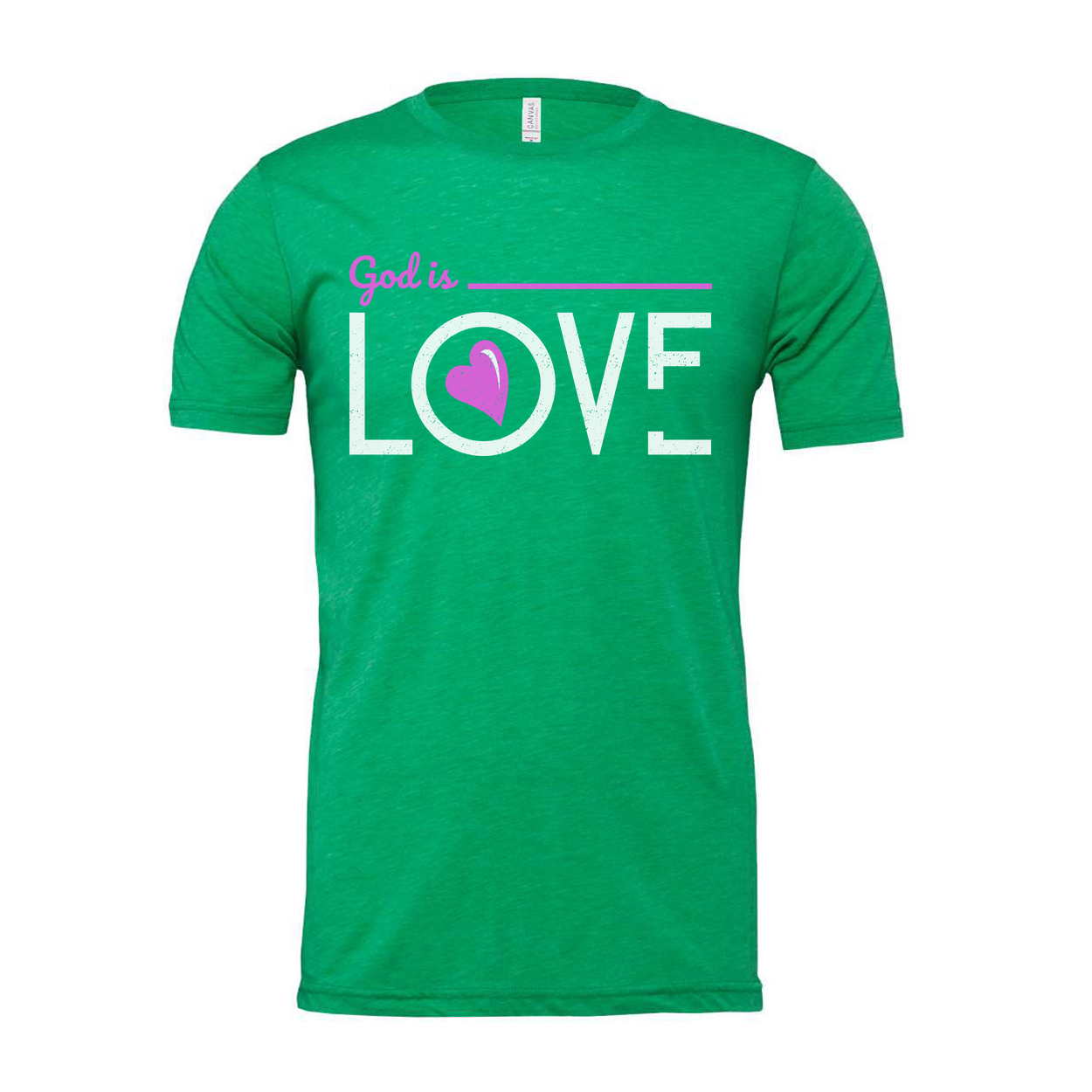 God Is Love Graphic Tee For Christians Unisex Short Sleeve Shirt With Pink Heart